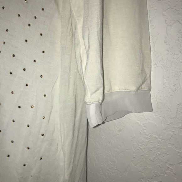 Bellini Stretch Knit White Gold Stud Tunic Top L - Picture 5 of 7